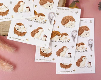 Hedgehog Stickers - Hedgehog Sticker Sheet - Cute Hedgehog Sticker Pack- Vinyl Stickers - Planner Stickers - Planner Organisation Sticker