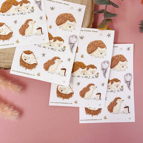 Hedgehog Stickers - Hedgehog Sticker Sheet - Cute Hedgehog Sticker Pack- Vinyl Stickers - Planner Stickers - Planner Organisation Sticker