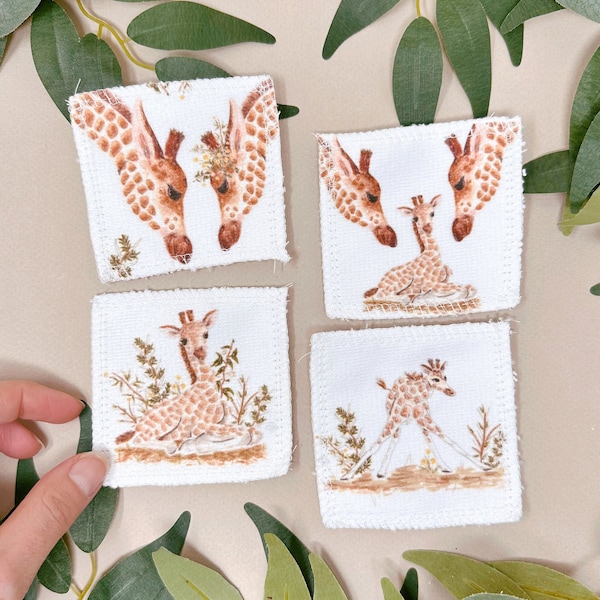 Soft Reusable Face Wipes - Giraffe - Zero Waste Face Wipes - Facial Cleansing Pads - Eco Gift - Giraffe Face Wipes - Reusable Makeup Pads