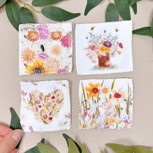 Weiche Wiederverwendbare Gesichtstücher - Botanisch - Zero Waste Gesichtstücher - Gesichtsreinigungspads - Öko-Geschenk - Botanische Gesichtstücher - Wiederverwendbares Make-up Pad