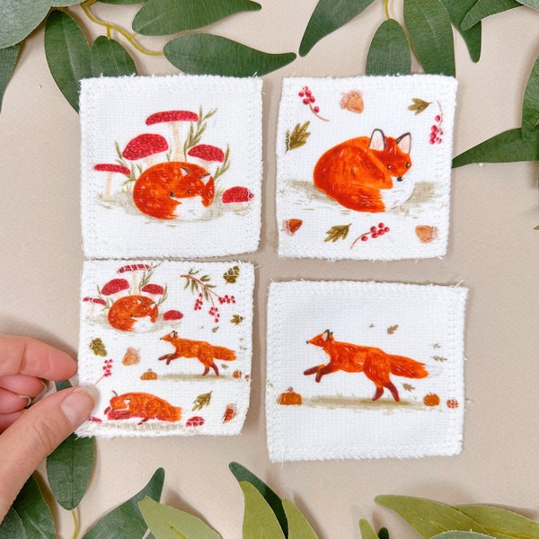 Soft Reusable Face Wipes - Fox - Zero Waste Face Wipes - Facial Cleansing Pads - Eco Gift - Fox Face Wipes - Reusable Makeup Pads