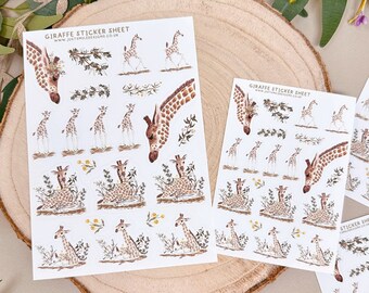 Giraffe Stickers - Giraffe Sticker Sheet - Giraffe Sticker Pack- Vinyl Stickers - Planner Stickers - Planner Organisation Sticker - Giraffes