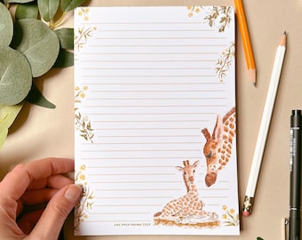 Giraffe Notepad - Giraffe To do list notepad - Stationery Lover - A5 Notepad - Desk Notepad - Giraffe Notepad - Giraffe Gift - Cute Notepad