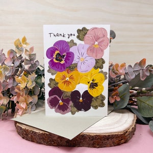 Carte de remerciement Pansy - Carte Pansy - Carte de remerciement - Carte florale - Carte de remerciement Pansies - Amoureux du jardin - Pansy - Carte de remerciement botanique