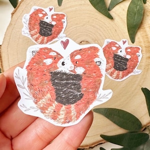 Adesivo Panda Vermelho - Adesivo Planejador - Adesivo Bullet Journal - Adesivo Panda Vermelho - Adesivos Planejador - Pacote de Adesivos Panda Vermelho - Adesivo de Vinil