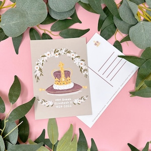 Queen Elizabeth 2nd Postcard - Queen Memento Postcard - Postcard - Illustrated Postcard - Crown Postcard - British Postcard -Jubilee memento