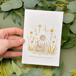 Carte postale marguerite - carte postale illustrée - jolie carte postale - carte postale florale - carte postale A6 - décoration d'intérieur - motivant - carte postale animal