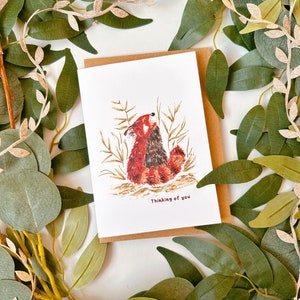 Rode Panda denken aan je kaart - rode Panda sympathie kaart - dier denken aan je kaart - botanische sympathie kaart - NoteCard