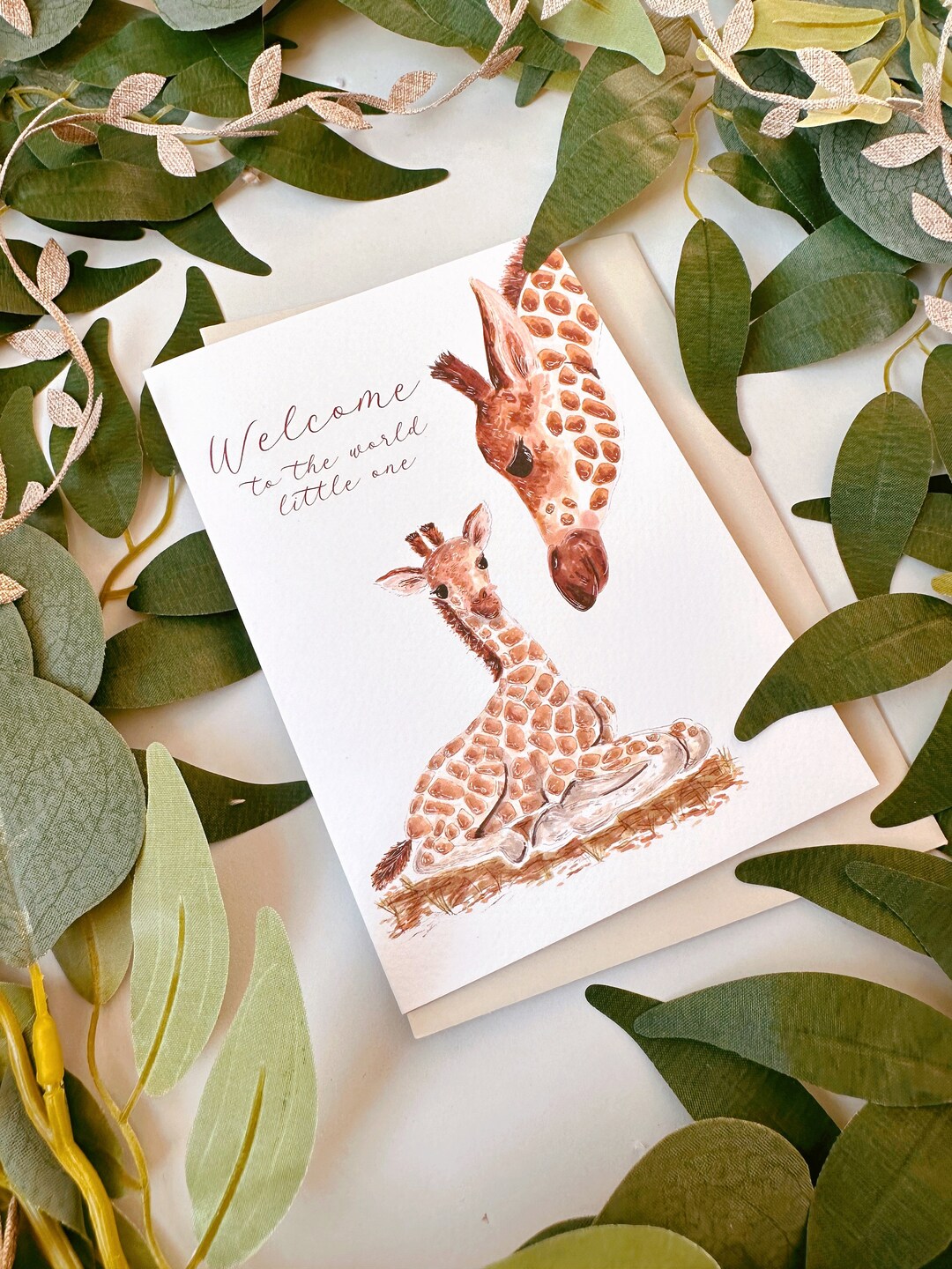 Giraffe Baby Card - New Arrival Card - Giraffe New Baby Card - Gender ...