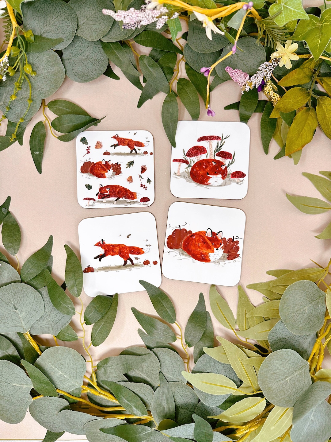 Fox Coaster - Fox Decoration - Pumpkin Season - Drinks Coaster - Dining ...