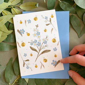 Cartão de nota de abelha "Não me esqueças" - Cartão de melhoras de abelha - Cartão de nota em branco - Cartão "Só porque sim" - Boa sorte - Viagens - Cartão kawaii - Cartão para amantes de jardins