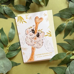 Carte de mariage koala - carte de mariage Mme et Mme - carte koala - carte de mariage bohème - carte de mariage originale - carte de félicitations - carte animal