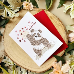Panda Card - Panda Valentines Day Card - Love You Card - Wildlife Card - Dierenkaart - Panda Lover - Notecard - To my Valentine - Love Card