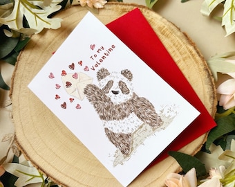 Panda Card - Panda Valentines Day Card - Love You Card - Wildlife Card - Animal Card - Panda Lover - Notecard - To my Valentine - Love Card