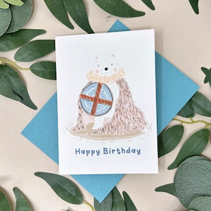 Carte d'anniversaire ours guerrier - carte d'anniversaire ours viking - carte d'anniversaire ours mignon - carte animal - carte de joyeux anniversaire kawaii - ours viking