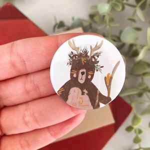 Bear Badges - Wizard Bear badge - Cute Bear Badge - Bear Pin Back Buttons - Badges - Bear badge - Woodland Animal Badge