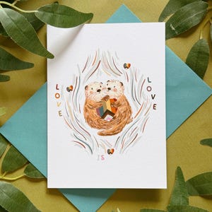 Rainbow Otter Card - LGBTQ+ Pride Card - A6 Size - Illustrated Card - Love is Love -Bohemian Style - Party - Wildlife - Proud Of You Card