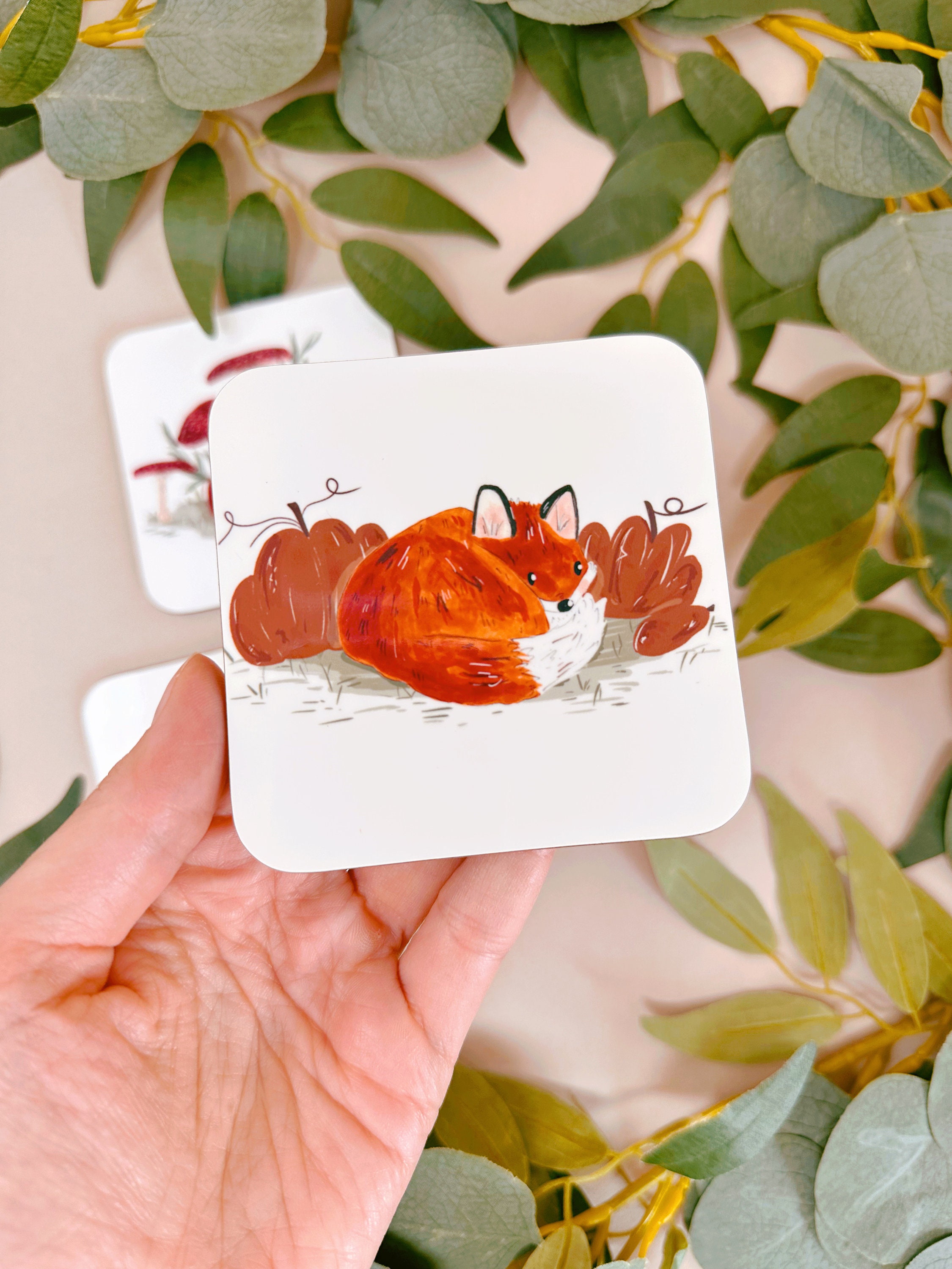 Fox Coaster - Fox Decoration - Pumpkin Season - Drinks Coaster - Dining ...