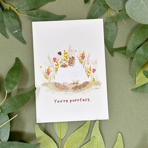 Cartolina gatti Wildflower - Cartolina illustrata - Cartolina carina - Cartolina floreale - Cartolina A6 - Decorazione per la casa - Motivazionale - Cartolina animale