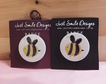 Bee Badges - Bumble Bee badge - Bee Badge - Bee  Pin Back Buttons - Badges - Bee badge  - Bee Gift