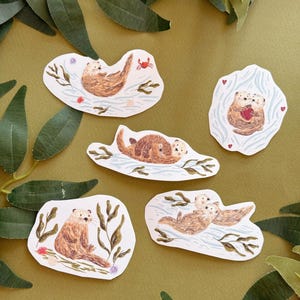 Pegatinas de nutria marina - Pack de pegatinas de nutria - Pegatinas de vinilo - Fiesta de cumpleaños - Idea de regalo de nutria - Kawaii - Pegatinas para álbumes de recortes - Pegatinas para planificador
