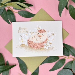 Carte d'anniversaire Sakura hérisson - carte hérisson fleurs de cerisier - carte d'anniversaire - carte hérisson - carte hérisson mignon - amateur de hérisson - hérisson