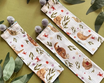 Otter Bookmark - Cute Sea Otter Bookmark - Fabric Book Marker - Book Worm Gift -Book lover Gift -Bookmark For books - Book Accessory -Quirky