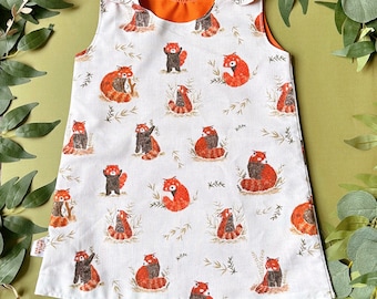 Vestido de panda rojo - vestido de pinafore de algodón - vestido de bebé panda rojo - nuevo regalo de bebé -ropa de bebé -ropa de niños - vestido hecho a mano - niña