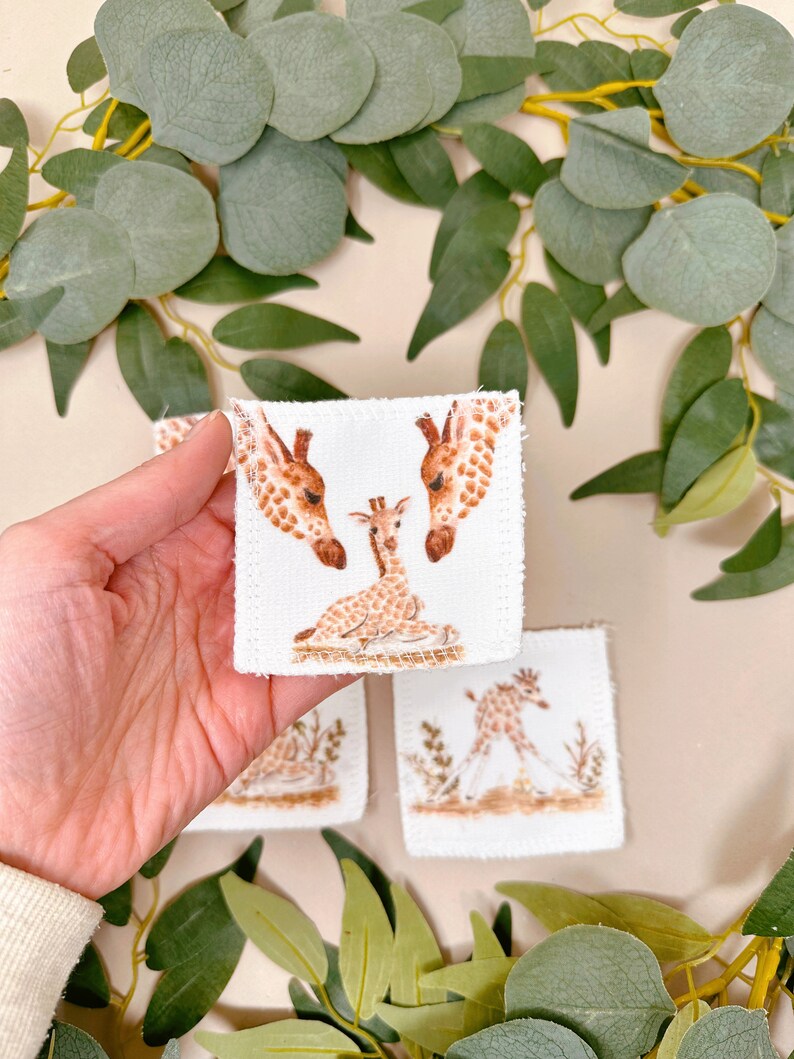 Zachte herbruikbare gezichtsdoekjes Giraffe Zero Waste Face Wipes Gezichtsreinigingspads Eco Gift Giraffe Face Wipes Herbruikbare make-uppads afbeelding 5