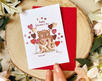 Bear Card - Bear Valentines Day Card - Love You Card - Wildlife Card - Animal Card - Panda Lover - Notecard - To my Valentine - Love Card