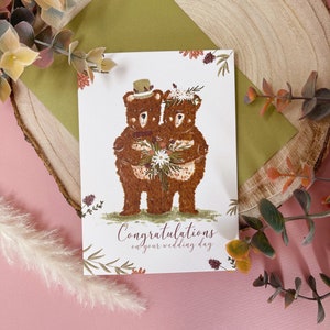 Carte de mariage d’ours - Carte de mariage de M. et Mme - Carte d’ours - Carte de mariage Boho - Carte de mariage excentrique - Carte de félicitations - Boho