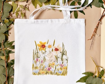 Muis Tote Bag - Geïllustreerde Tote Bag - Muis Tas - Muis Shopper Bag - Muis Gift - Herbruikbare Tas - Leuke Tote Bag - Tuin Muis Tas - Flora
