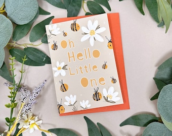 Hello Little One Baby Card - Bee New Arrival Card - Bee New Baby Card - Gender Neutral Baby Card - Bee Card - New Baby Gift - New Born Card