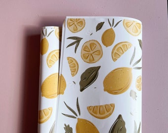 Lemon Wrapping Paper - Fruit Wrap - Wrapping paper sheet - Fresh Lemon Birthday Gift  Wrap - Birthday Gift Wrap - lemon Gift - Lemon print
