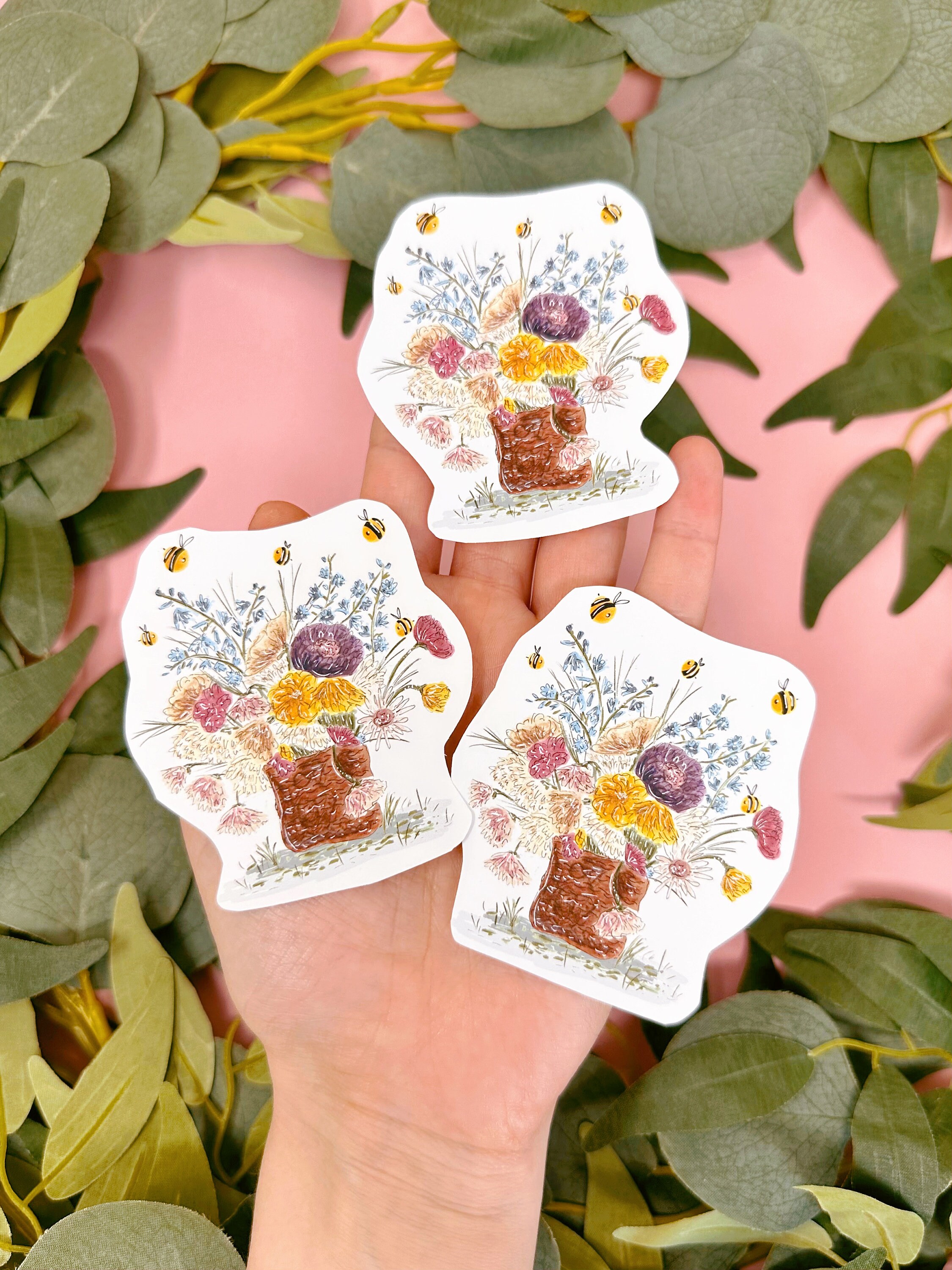 Botanical Bee Sticker - Bee Sticker Pack- Vinyl Stickers -bumble Bee ...