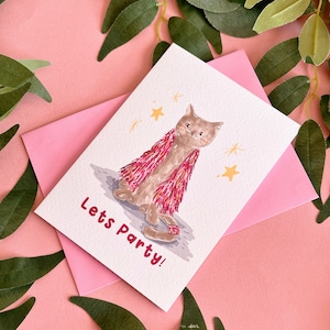 Carte d'anniversaire Party Cat - Fan Swiftly mignon - Carte des amoureux des chats - Carte animal - Carte pour Tsw - E Tour Memory - Carte d'anniversaire illustrée - Fan Art