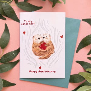 Otter-verjaardagskaart voor haar/hem - cadeau-idee zeeotter - I Otterly Love You - Cute Pun Love Card - Love You - kawaii dierenkaart