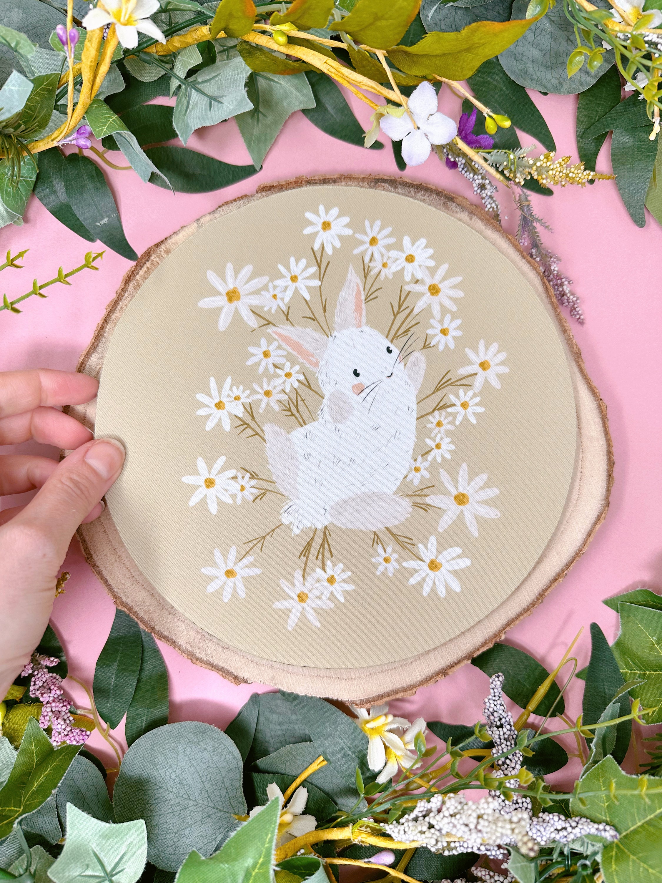 Daisy Rabbit Mousemat - Bunny Mousepad - Cute Desk Accessories- Illustrated Mousepad -Kawaii Desk Accessories -Office Decoration- Desk Dec