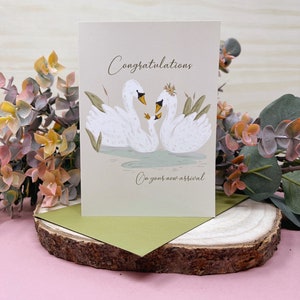 Swan Card - New Baby Card - Gefeliciteerd met je nieuwe aankomst Card - New Family Card - Cute Swan Card - Swan Lover - New Arrival Card