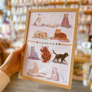 Stampa artistica di gatto - Swiftly Cute Fan - Poster per gli amanti dei gatti - E Tours - Arte murale illustrata - Cardigan Cat - Karma Cat - Decor - Arte murale per camera da letto