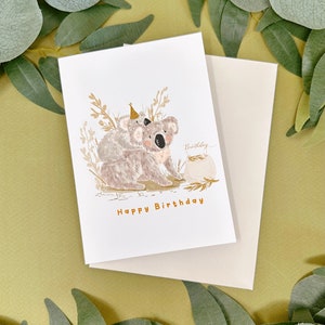 Carte d'anniversaire koala - carte koala et bébé - carte koala kawaii - carte d'anniversaire australienne - carte amusante - carte d'anniversaire originale - animal mignon