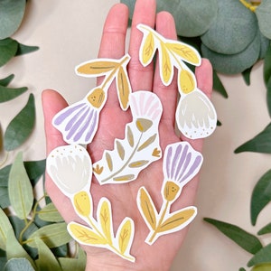Sticker fleurs botaniques - Pack d'autocollants fleurs sauvages - Stickers vinyles - Idée cadeau pour les amoureux des plantes - Kawaii - Stickers scrapbooking - Stickers agenda