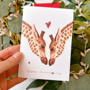 Giraffe Anniversary Card Giraffe Card Anniversary Card Love Card Happy Anniversary Card Cute Giraffe Card Giraffe Lover Wedding image 5