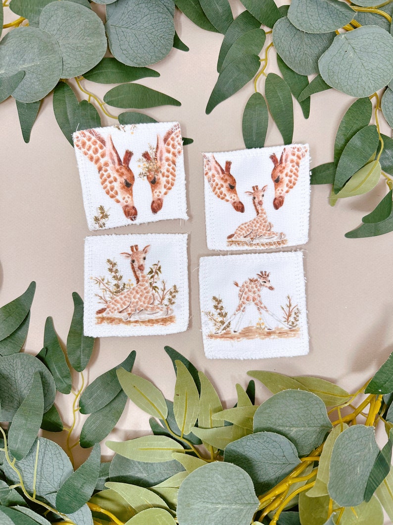 Zachte herbruikbare gezichtsdoekjes Giraffe Zero Waste Face Wipes Gezichtsreinigingspads Eco Gift Giraffe Face Wipes Herbruikbare make-uppads afbeelding 7