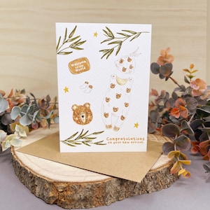 Bear New Baby Card - Bear Card - New Baby Card - Woodland Baby Card - New Arrival Card - Cute Bear Card - Bear Lover - New Baby Gift
