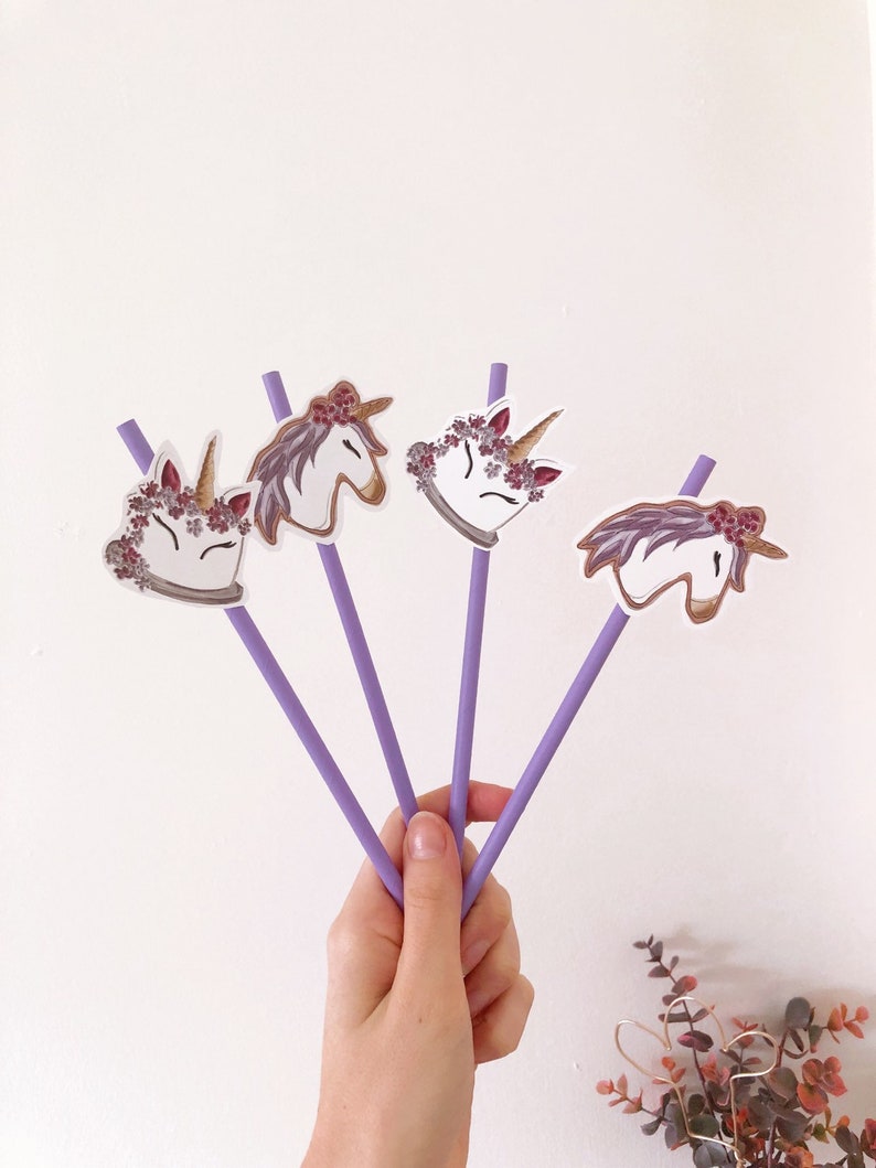 Kids Party Straws Party Decor Party Favours Party Straws Unicorn Cake stra Unicorn Party Straws Party Decorations Paper Straws