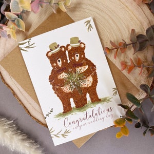 Carte de mariage Bear - Carte de mariage Mr & Mr - Carte d’ours - Carte de mariage Boho - Carte de mariage originale - Carte de félicitations - Boho