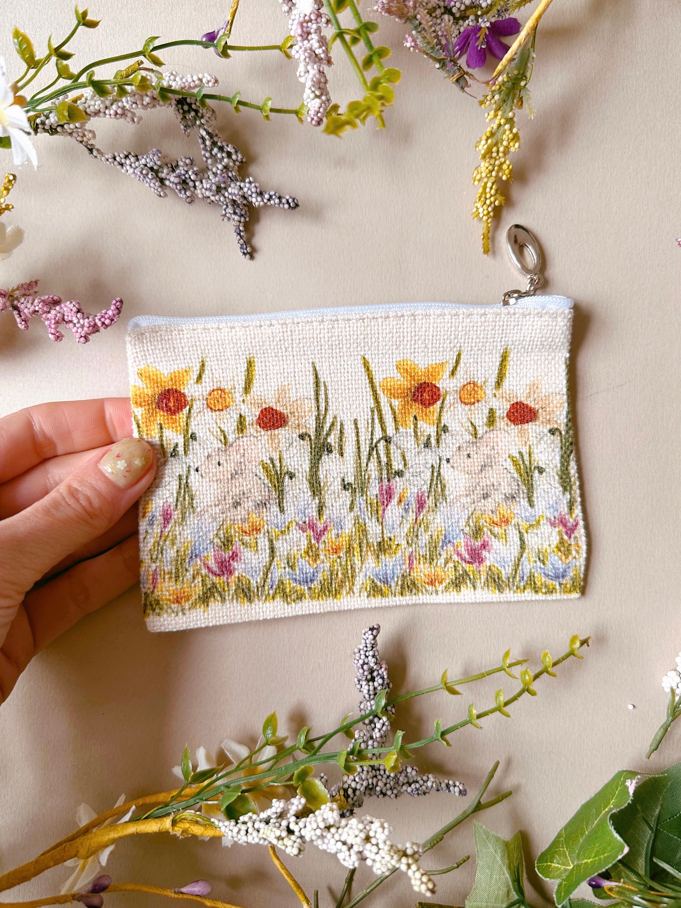 Mouse Zip Pouch - Linen Bag - Garden Mouse Bag - Jewellery Bag - Mouse ...