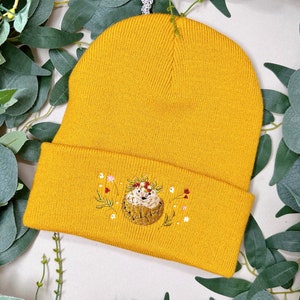 Hedgehog Beanie Hat Embroidered Hat Embroidered Beanie Hat Cute Hedgehog Hat Fall Hat Winter Hat Winter Headwear Knit Beanie image 9