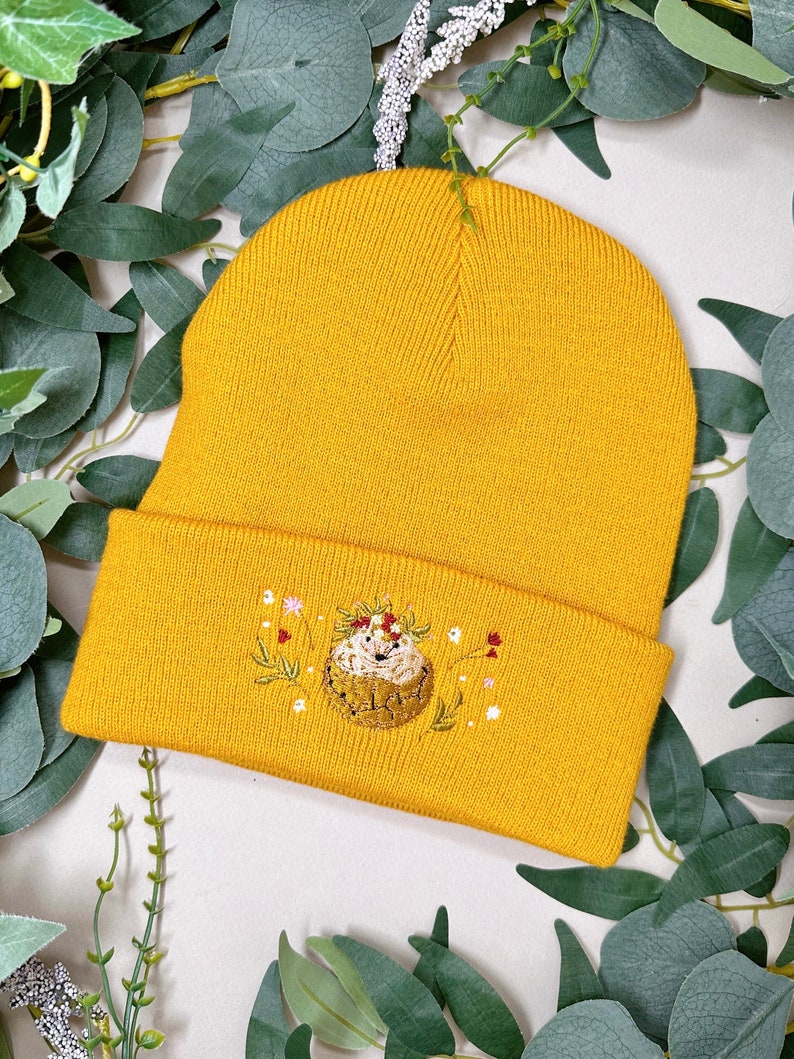 Hedgehog Beanie Hat Embroidered Hat Embroidered Beanie Hat Cute Hedgehog Hat Fall Hat Winter Hat Winter Headwear Knit Beanie image 9